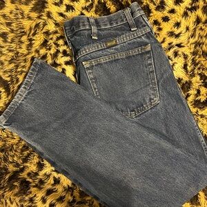 34x33 Rustler Dark Blue Straight Jeans